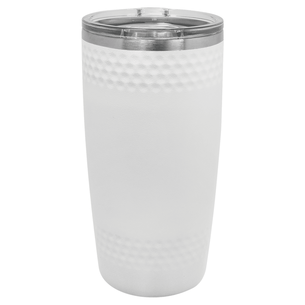 White Golf Tumbler — Personalized Dimple Design with Slider Lid