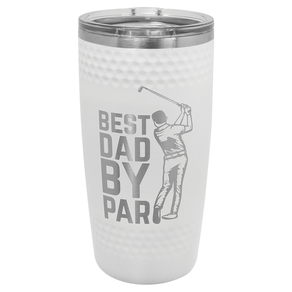 White Golf Tumbler — Personalized Dimple Design with Slider Lid