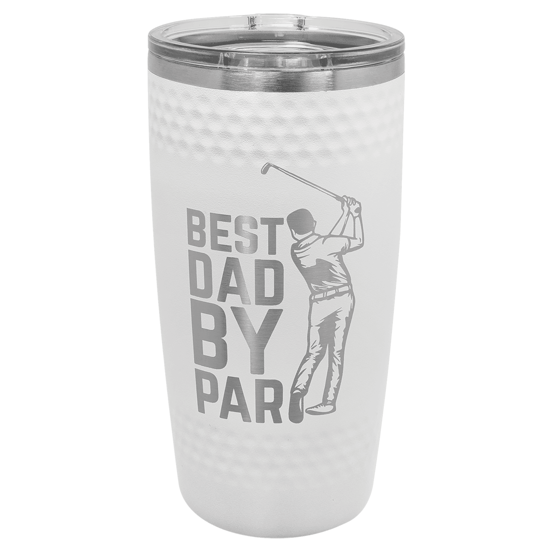 White Golf Tumbler — Personalized Dimple Design with Slider Lid