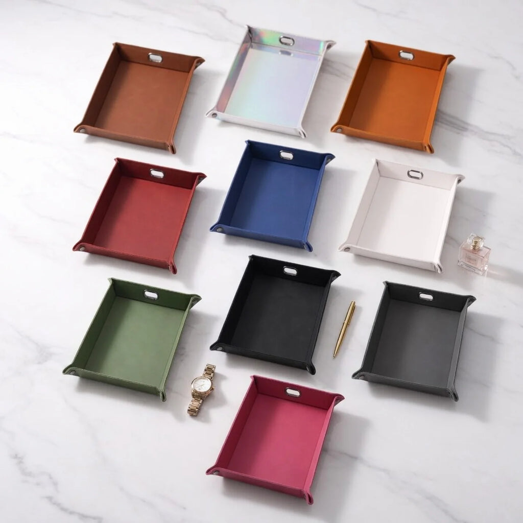 Laserette™ Snap Valet Tray — Engravable Leatherette Catchall