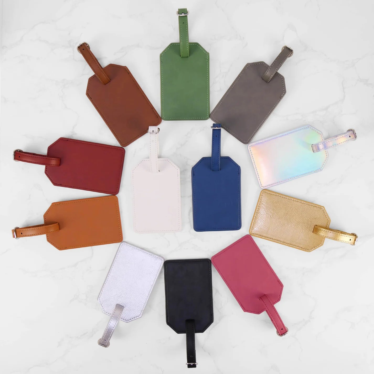 Custom Engraved Leatherette Luggage Tag with Privacy Flap