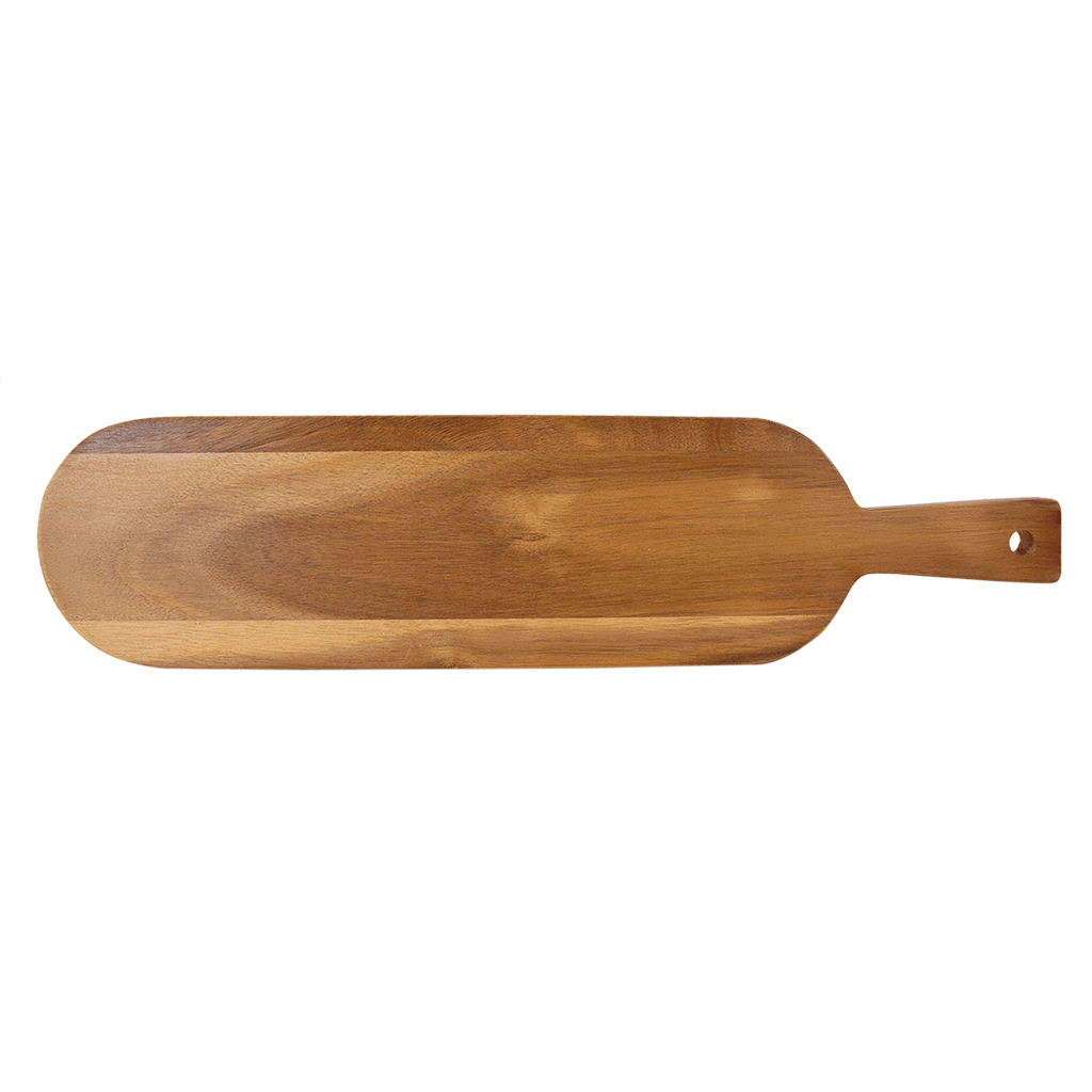 Plain acacia wood serving board with handle