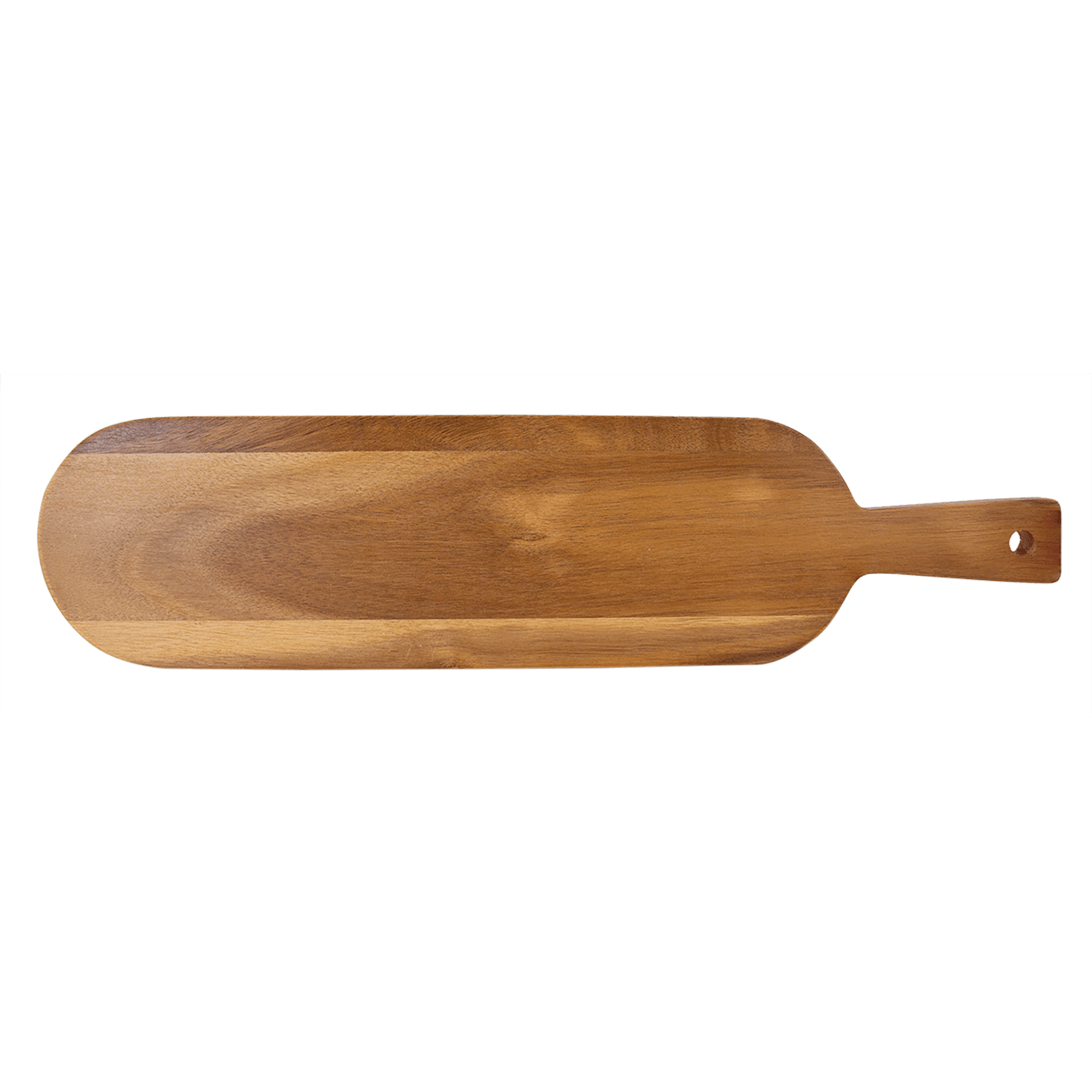 Plain acacia wood serving board with handle
