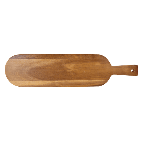 Plain acacia wood serving board with handle